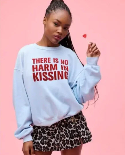 Daydreamer No Harm In Kissing Baby Blue Crew Sweatshirt